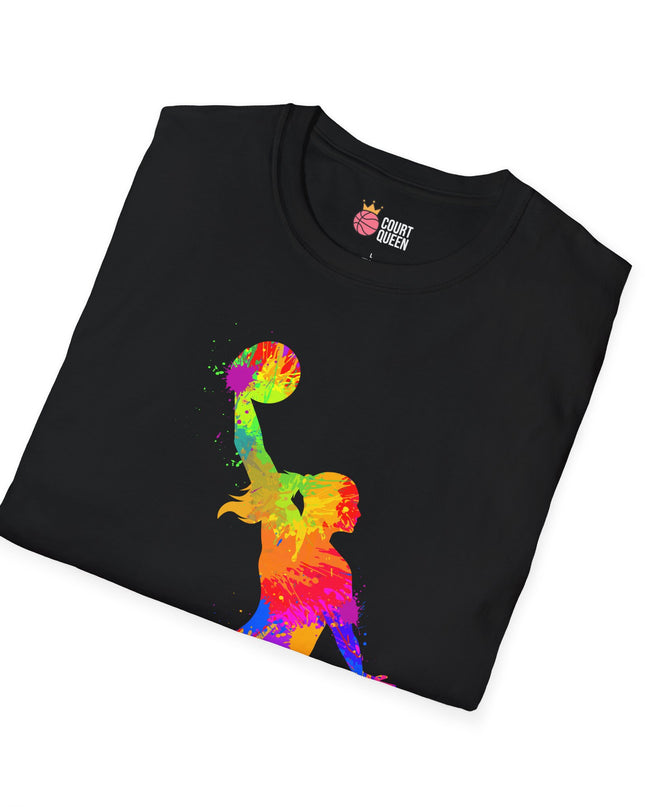 Basketball Girls Women Color Splash Dunk T-Shirt