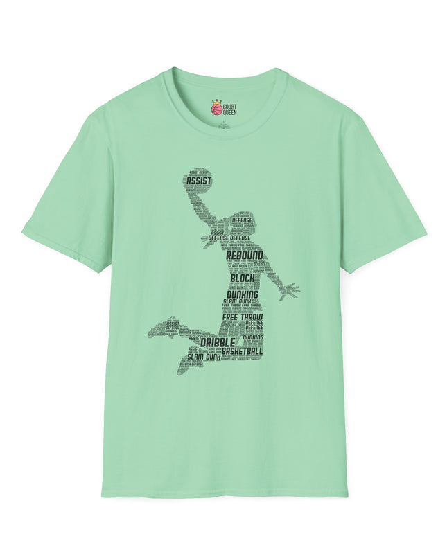 Basketball Girls Women Word Cloud Dunk T-Shirt