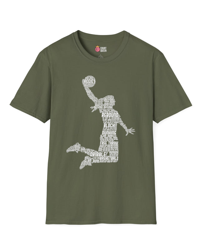 Basketball Girls Women Word Cloud Dunk T-Shirt